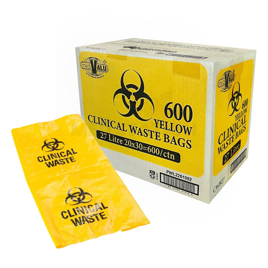27L Yellow Clinical Waste Bags 61X51cm - 600 Bags